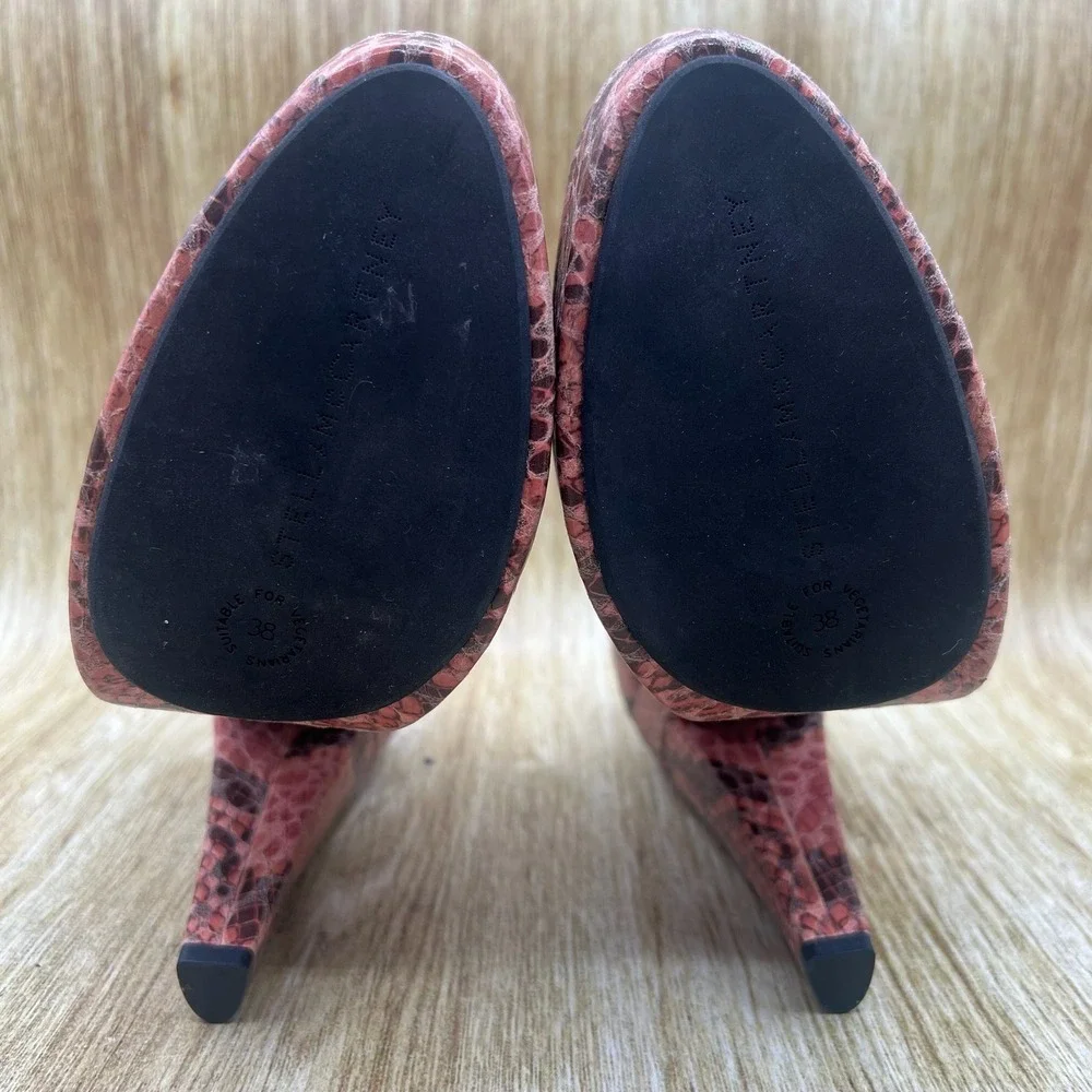 Stella McCartney Corinne Platform Pumps Womens Size 8 EU 38 Pink Snakeskin Heels